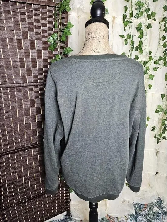 Natural Life Floral Graphic Sweatshirt Oversized Boho Cozy Green Small - Picture 3 of 4